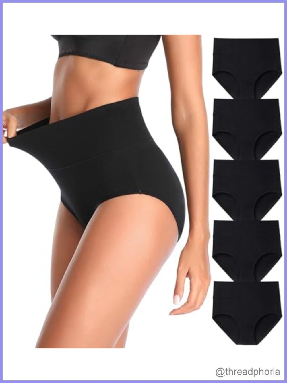High Waist Cotton Stretch Briefs Women's Soft Comfy Panties Multipack 5